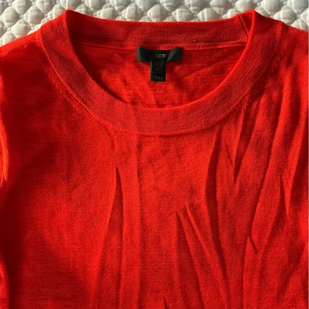 J. Crew Vibrant Red Merino Wool Crew Neck Knitted Sweater M